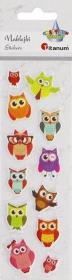 Opakowanie Naklejki wypukłe miękkie sowy 12szt