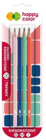 Opakowanie Ołówek kwadratowy Trendy HB 4szt HAPPY COLOR