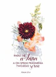 Kartka - Raduj się w Panu... - kwiat bordo. Wydawca: Koinonia. Dadada.pl Opakowanie Kartka - Raduj się w Panu... - kwiat bordo