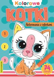 Kolorowanie z cyferkami. Kotki. Autor: Opracowanie zbiorowe. Dadada.pl Okładka książki Kolorowanie z cyferkami. Kotki