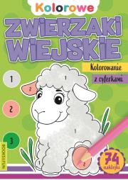 Kolorowanie z cyferkami. Zwierzaki wiejskie. Autor: Opracowanie zbiorowe. Dadada.pl Okładka książki Kolorowanie z cyferkami. Zwierzaki wiejskie