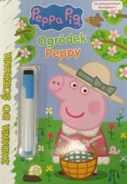 Okładka książki Peppa Pig Ogródek Peppy Zadania do ścierania (ze zmywalnym flamastrem)