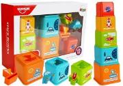 Opakowanie Piramidka Kubeczki Kwadrat z Obrazkami Pojazdów Sorter dla Niemowlaka