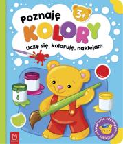 Poznaję kolory. Uczę się, koloruję, naklejam. 3+. Autor: Sylwia Kajdana. Dadada.pl Okładka książki Poznaję kolory. Uczę się, koloruję, naklejam. 3+