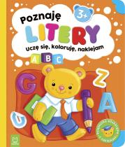 Poznaję litery. Uczę się, koloruję, naklejam. 3+. Autor: Sylwia Kajdana. Dadada.pl Okładka książki Poznaję litery. Uczę się, koloruję, naklejam. 3+