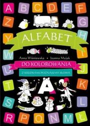 Alfabet do kolorowania. Autor: Joanna Myjak (ilustr.). Dadada.pl Okładka książki Alfabet do kolorowania