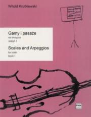 Gamy i pasaże na skrzypce 1. Autor: Witold Krotkiewski. Dadada.pl Okładka książki Gamy i pasaże na skrzypce 1