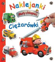 Naklejanki. Mały chłopiec. Ciężarówki. Autor: Nathalie Belineau, Alexis Nesme. Dadada.pl Okładka książki Naklejanki. Mały chłopiec. Ciężarówki