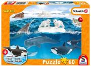 Opakowanie Puzzle 60 Schleich zycie na Arktyce + figurka