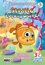 Słodkie kolorowanki. Wodne zwierzęta. Autor: Wydawnictwo NIKO. Dadada.pl Okładka książki Słodkie kolorowanki. Wodne zwierzęta