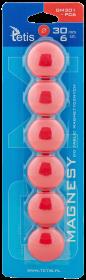 Opakowanie Magnesy do tablic Tetis czerwone gładkie 30mm/6