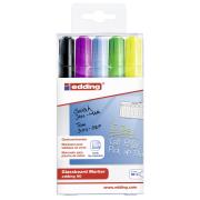 Opakowanie Marker edding do tablic szklanych czarny + mix kolorów, etui 5szt