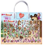 Masza i Niedźwiedź. Kocham naklejać. Autor: Opracowanie zbiorowe. Dadada.pl Okładka książki Masza i Niedźwiedź. Kocham naklejać