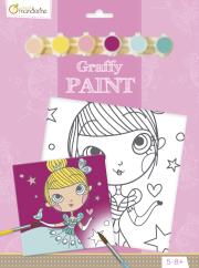 Opakowanie Podobrazie z nadrukiem + farbki + pędzel - Księżniczka 20x20 cm