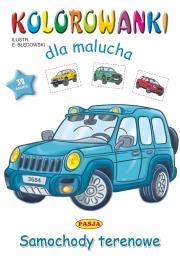 Samochody terenowe. Kolorowanki dla malucha. Autor: Ernest Błędowski. Dadada.pl Okładka książki Samochody terenowe. Kolorowanki dla malucha