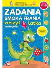 Okładka książki Zadania smoka Frania. Zeszyt 4 latka