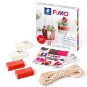 Fimo Leather Wisząca doniczka 4x25g + akcesoria. Wydawca: STAEDTLER. Dadada.pl Opakowanie Fimo Leather Wisząca doniczka 4x25g + akcesoria