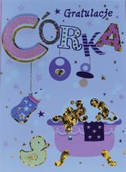 Opakowanie Karnet Przestrzenny B6 Narodziny dziewczynka wózek
