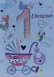 Opakowanie Karnet Przestrzenny B6 Roczek dziewczynka wózek