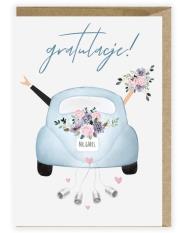 Opakowanie Kartka ślubna, eko koperta Samochód ślubny K108