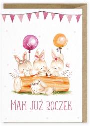 Opakowanie Kartka urodzinowa Roczek Zajączki K114