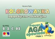 Kolorowanka Papuga Aga opowiada cz.1 - Ś, Ź, Ć, DŹ. Autor: Marzena Piętka. Dadada.pl Okładka książki Kolorowanka Papuga Aga opowiada cz.1 - Ś, Ź, Ć, DŹ