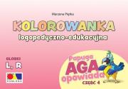 Kolorowanka Papuga Aga opowiada cz.4 - L, R. Autor: Marzena Piętka. Dadada.pl Okładka książki Kolorowanka Papuga Aga opowiada cz.4 - L, R