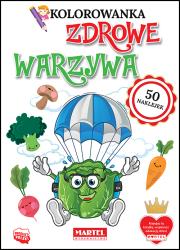 Kolorowanka z naklejkami Zdrowe warzywa. Autor: Katarzyna Salamon. Dadada.pl Okładka książki Kolorowanka z naklejkami Zdrowe warzywa