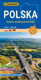 Mapa samochodowa. Polska 1:650 000 w.2021. Autor: praca zbiorowa. Dadada.pl Okładka książki Mapa samochodowa. Polska 1:650 000 w.2021