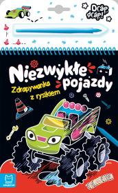Niezwykłe pojazdy. Zdrapywanka z rysikiem. Autor: Opracowanie zbiorowe. Dadada.pl Okładka książki Niezwykłe pojazdy. Zdrapywanka z rysikiem