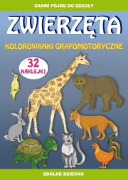 Zwierzęta kolorowanki grafomotoryczne. Autor: Guzowska Beata, Tina Zakierska. Dadada.pl Okładka książki Zwierzęta kolorowanki grafomotoryczne