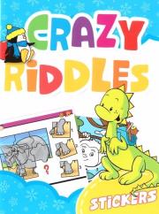 Crazy riddles z naklejkami. Autor:   Praca zbiorowa. Dadada.pl Okładka książki Crazy riddles z naklejkami