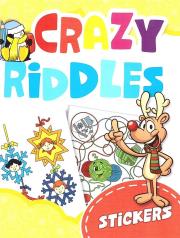 Crazy riddles z naklejkami. Autor:   Praca zbiorowa. Dadada.pl Okładka książki Crazy riddles z naklejkami
