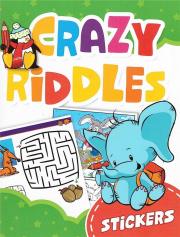 Crazy riddles z naklejkami. Autor:   Praca zbiorowa. Dadada.pl Okładka książki Crazy riddles z naklejkami