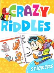 Crazy riddles z naklejkami. Autor:   Praca zbiorowa. Dadada.pl Okładka książki Crazy riddles z naklejkami