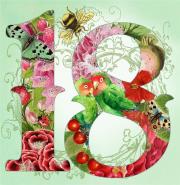 Opakowanie Karnet kwadrat z kopertą Urodziny 18