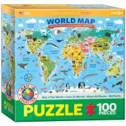 Opakowanie Puzzle 100 Smartkids Illustrated Map of the World 6100-5554