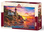 Opakowanie Puzzle 2000 Latarnia z zachodem słońca w tle