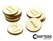 Opakowanie Znaczniki drewniane okgrągłe cyfry 22x3mm 10szt