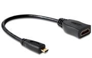 Adapter DELOCK 65391 (Micro HDMI M - HDMI F; 0,23m; kolor czarny). Wydawca: Delock. Dadada.pl Opakowanie Adapter DELOCK 65391 (Micro HDMI M - HDMI F; 0,23m; kolor czarny)