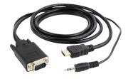 Adapter GEMBIRD A-HDMI-VGA-03-10 (HDMI M - D-Sub (VGA), Jack stereo 3,5 mm M; 3m; kolor czarny). Wydawca: Gembird. Dadada.pl Opakowanie Adapter GEMBIRD A-HDMI-VGA-03-10 (HDMI M - D-Sub (VGA), Jack stereo 3,5 mm M; 3m; kolor czarny)