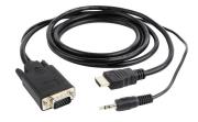 Opakowanie Adapter GEMBIRD A-HDMI-VGA-03-6 (HDMI M - D-Sub (VGA), Jack stereo 3,5 mm M; 1,8m; kolor czarny)