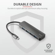 Opakowanie HUB USB Trust Halyx Aluminium 4-portowy USB 3.2 (23328)