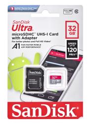 Karta Pamięci SANDISK ULTRA microSDHC 32 GB 120MB/s  + ADAPTER. Wydawca: SanDisk. Dadada.pl Opakowanie Karta Pamięci SANDISK ULTRA microSDHC 32 GB 120MB/s  + ADAPTER