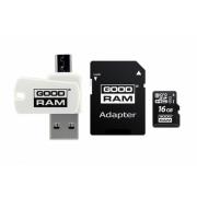 Opakowanie Karta pamięci z adapterem i czytnikiem kart GoodRam All in one M1A4-0160R12 (16GB; Class 10; Adapter, Czytnik kart MicroSDHC, Karta pamięci)