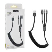 Opakowanie NAFUMI KABEL USB 3W1 2,4A CZARNY 2400MAH QUICK CHARGER QC 3.0 1,5M ELASTIC SPRĘŻYNKA NFM-016