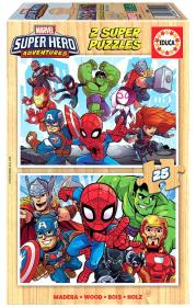 Opakowanie Puzzle 2x25 Marvel Super Hero Adventures (drewno)