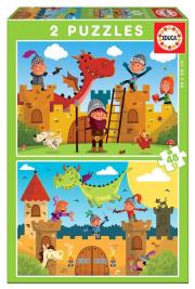 Opakowanie Puzzle 2x48 Smoki i rycerze G3