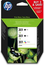 Opakowanie Tusz HP zestaw HP 301, HP301=E5Y87EE, zawiera 2 szt. czarny i 1szt kolor, 2xCH561EE+CH562EE