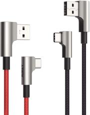 Okładka książki AUKEY CB-CMD33 ZESTAW 2 SZT. KABLI USB-C 3A 60W 20V KĄTOWE WTYKI